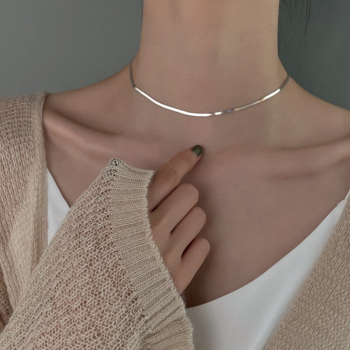 Sterling Silver Clavicle Chain Necklace For Women