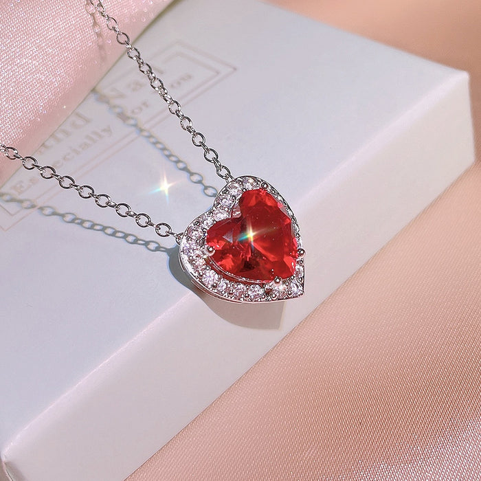 Ruby Gemstone Charm Women Necklace