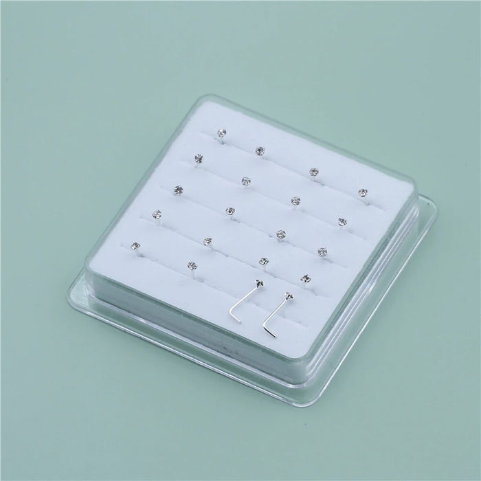 Silver Sterling L Shape Nose Stud Ring For Women
