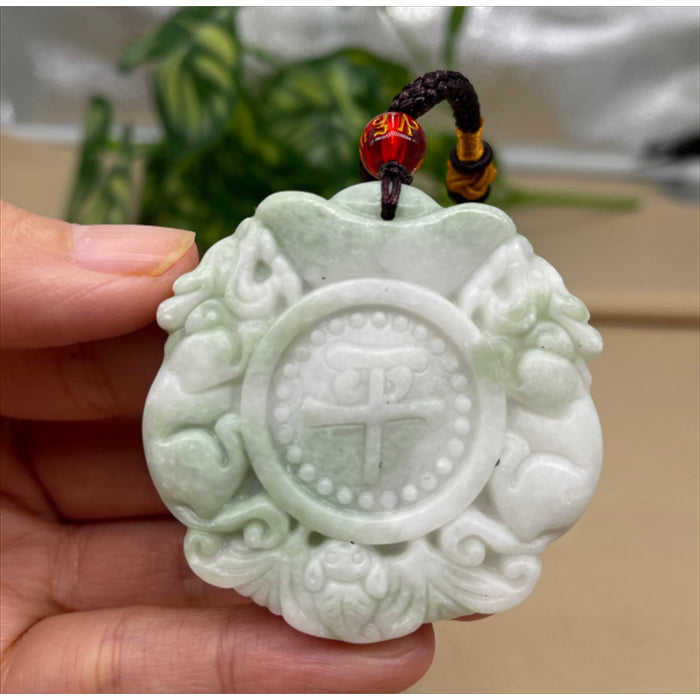 Jade Flowers Bloom and Wealth Pendant