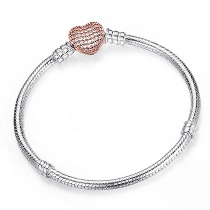 Sterling Charm Chain Bangle Bracelets For Women