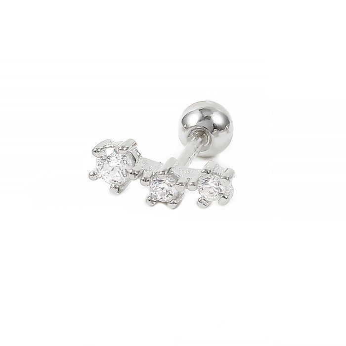 Silver Cross Crystal Stud Earrings For Women