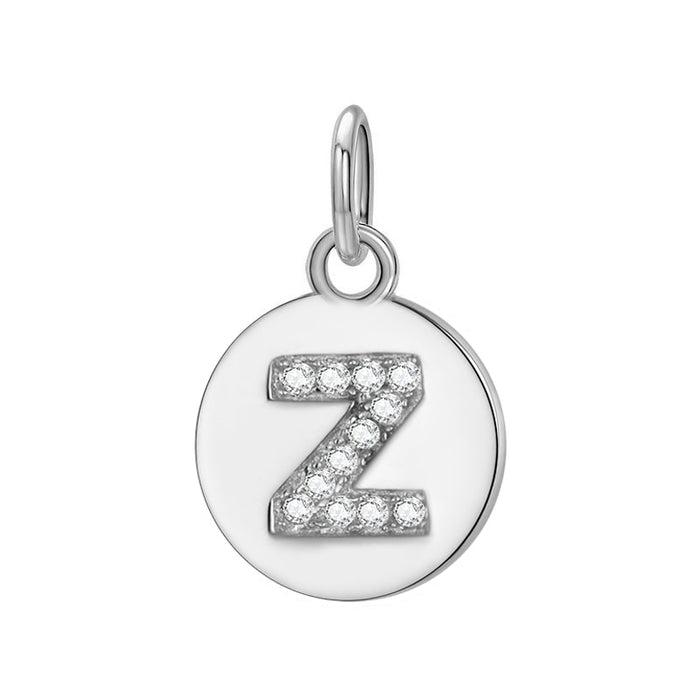 Sterling Silver Round 26 Letter Pendant
