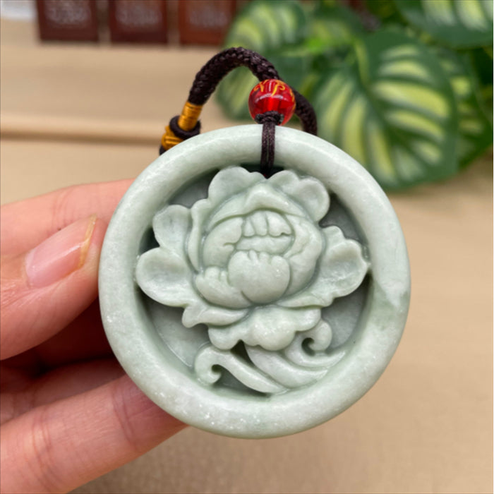 Jade Flowers Bloom and Wealth Pendant