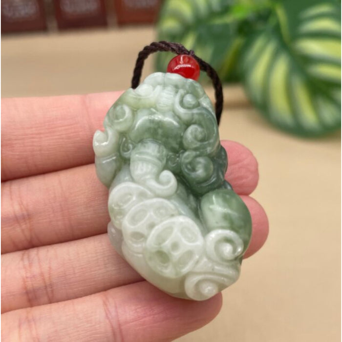 Jade Flowers Bloom and Wealth Pendant