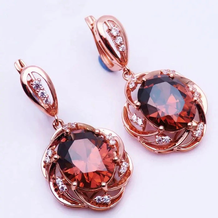 Crystal Inlaid Ruby Jewelry Set