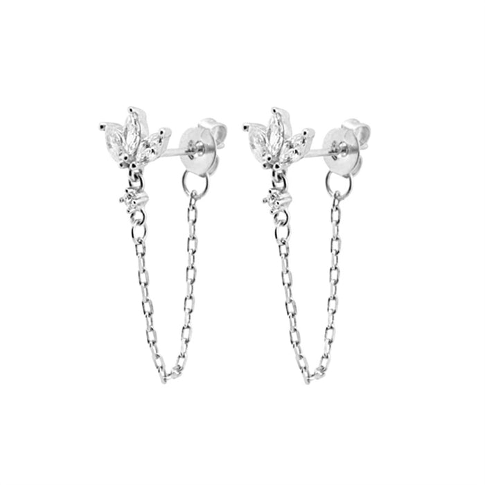 Zircon Tassel Stud Hoop Earrings For Women