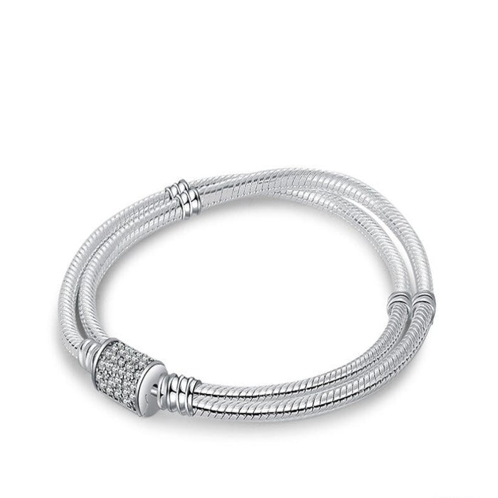 Sterling Silver Barrel Clasp Basic Bracelet