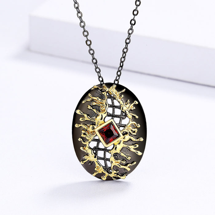 Hollow Leaf Diamond Pendant Necklace