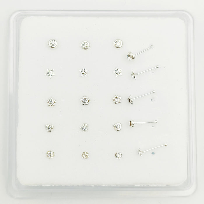 Sterling Silver Nose Stud Crystal Piercing Jewelry