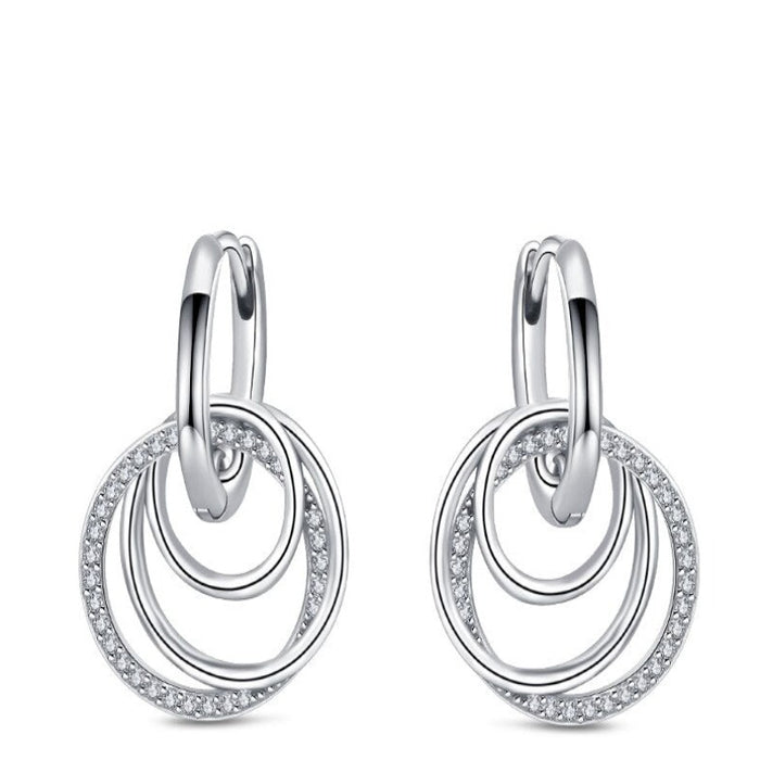 Sterling Silver Charm Double Hoop Earrings For Women
