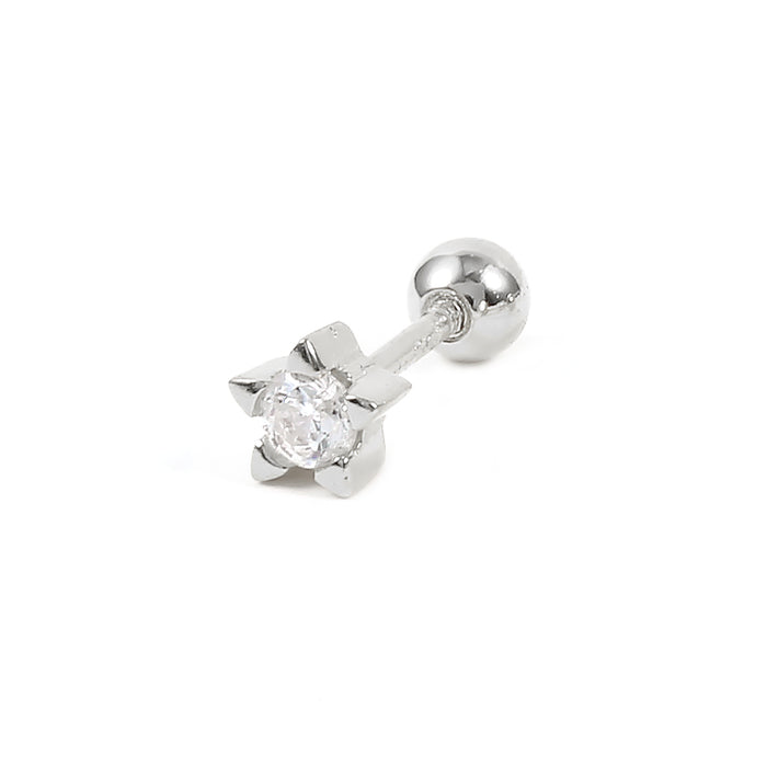 Silver Crystal Cross Stud Earrings For Women