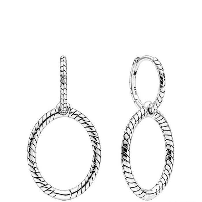 Silver Double Hoop Earrings For Women