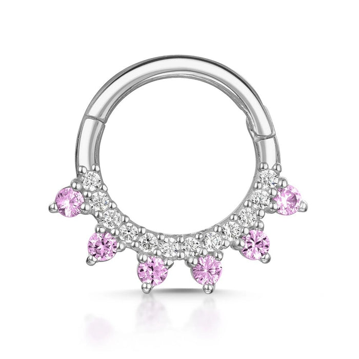 Silver Stylish Crystal Nose Hoop Ring For Women