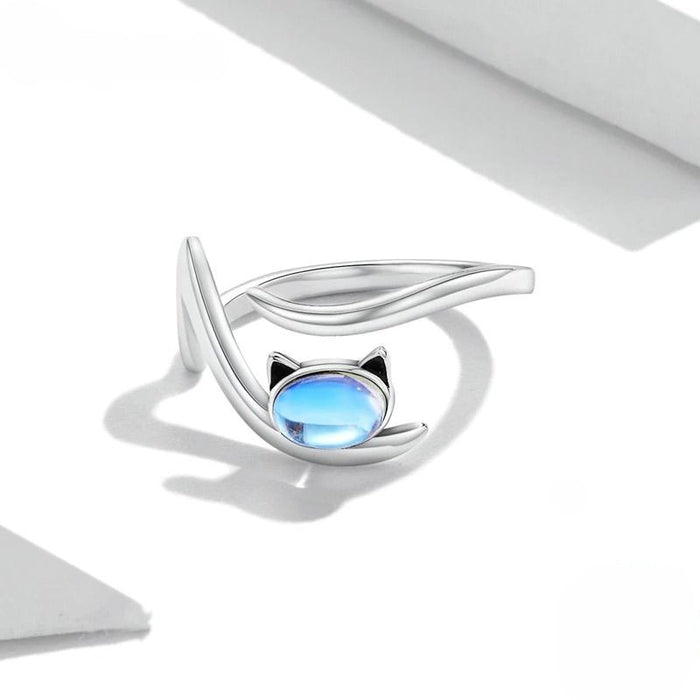 Sterling Silver Moonstone Open Ring For Women