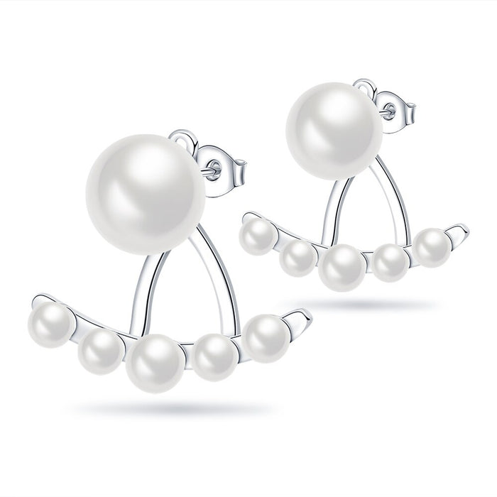 Sterling Pearl Hoop Earrings For Women