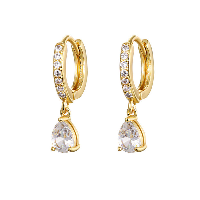 Zircon Tassel Stud Hoop Earrings For Women