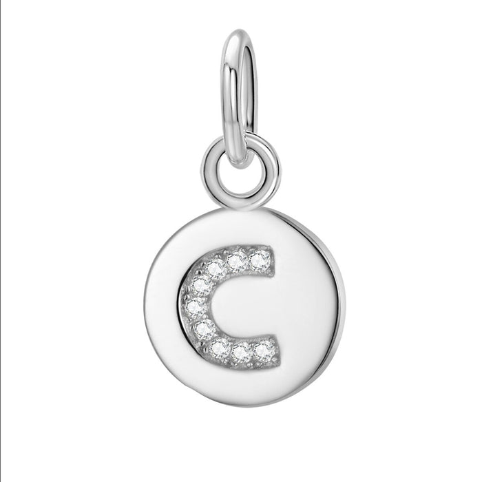 Sterling Silver Round 26 Letter Pendant