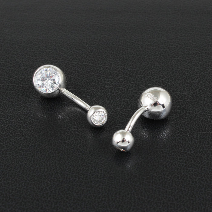 Sterling Silver Belly Button Ring Navel Bar Piercing Jewelry