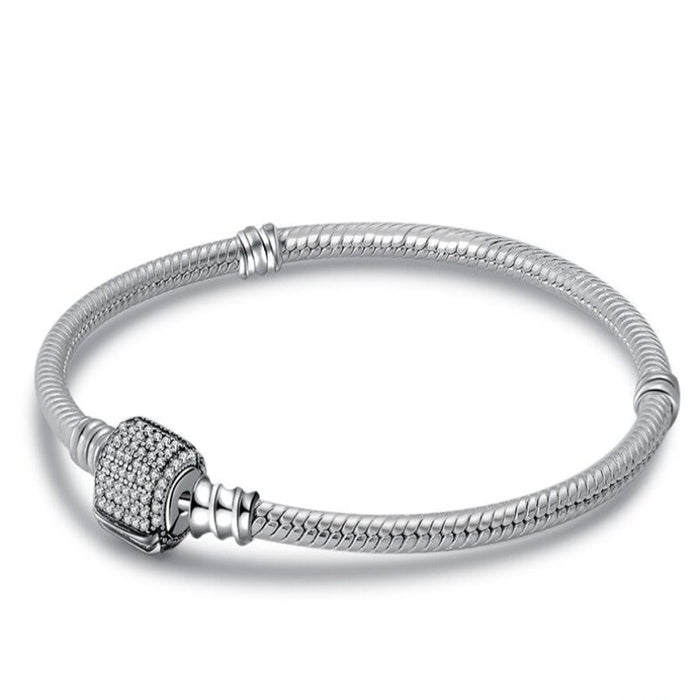 Sterling Silver Barrel Clasp Basic Bracelet