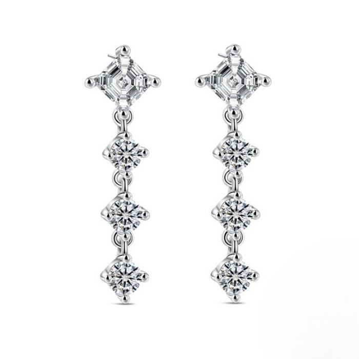 Sterling Silver Sparkling Classic Earrings