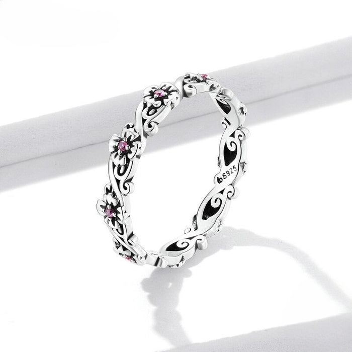 Sterling Silver Vintage Pattern Ring For Women