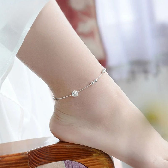 Sterling Silver Hollow Ball Shape Anklet