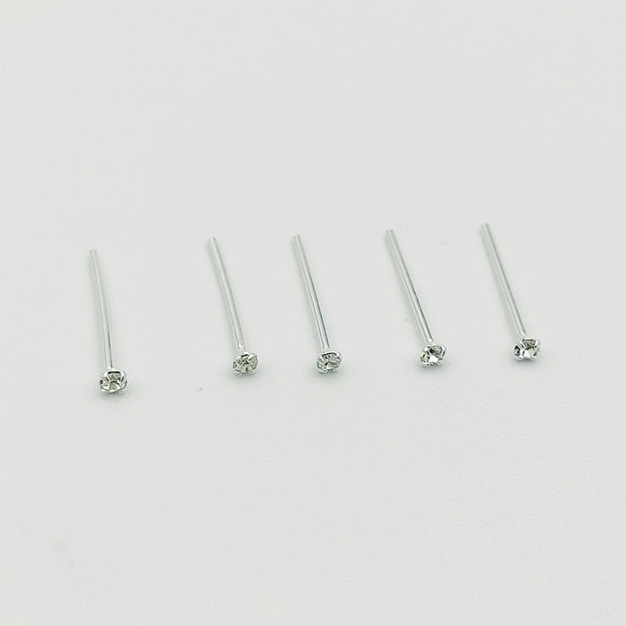 Sterling Silver Clear Crystal Nose Stud Pin Piercing