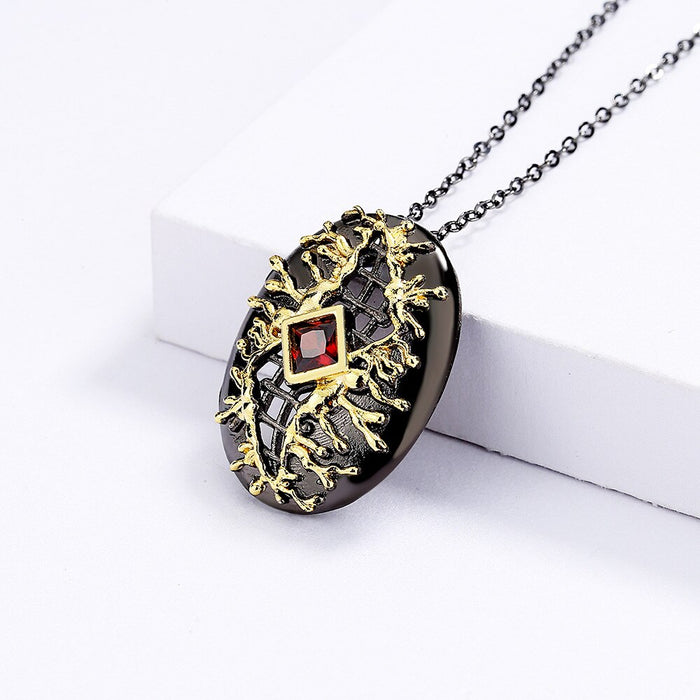 Hollow Leaf Diamond Pendant Necklace