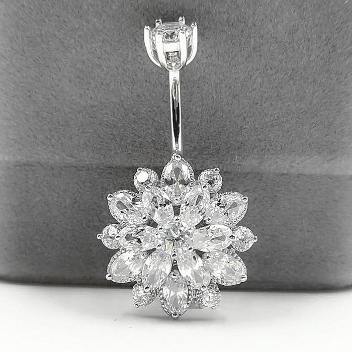 Sterling Silver Navel Piercing Zircon Belly Button Ring For Women