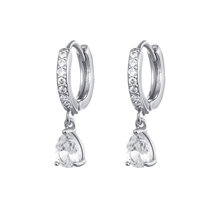 Zircon Tassel Stud Hoop Earrings For Women