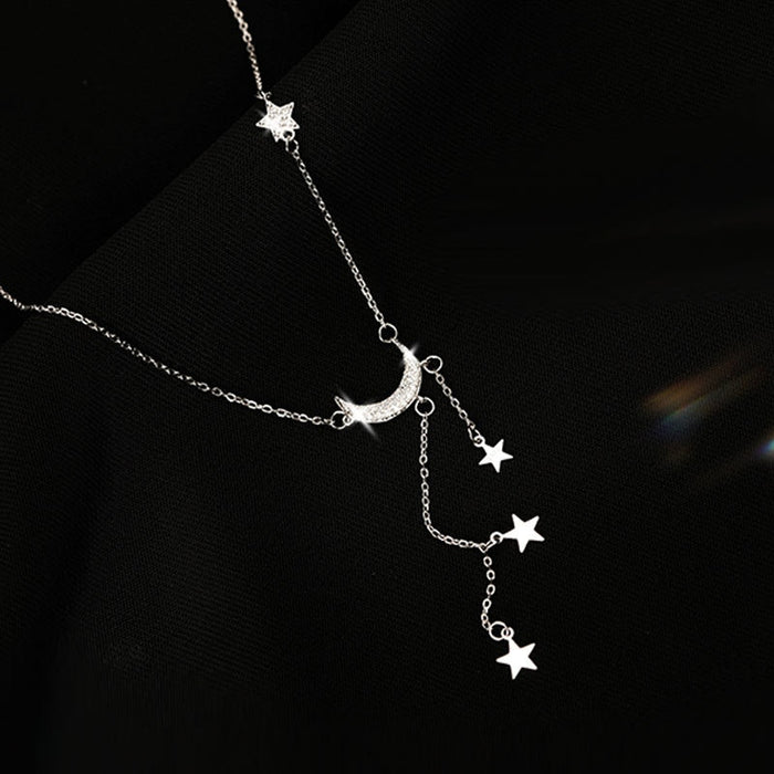 Silver Sterling Tassel Star Moon Pendant