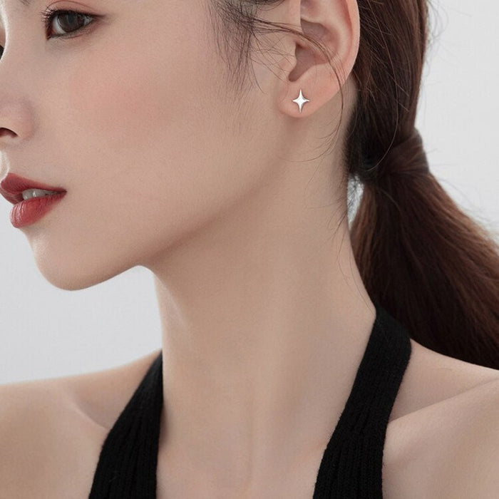 Silver Star Stud Earrings For Women