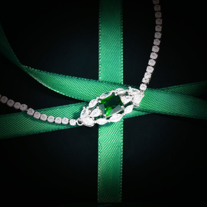 Zircon Diamond Emerald Green Pendant