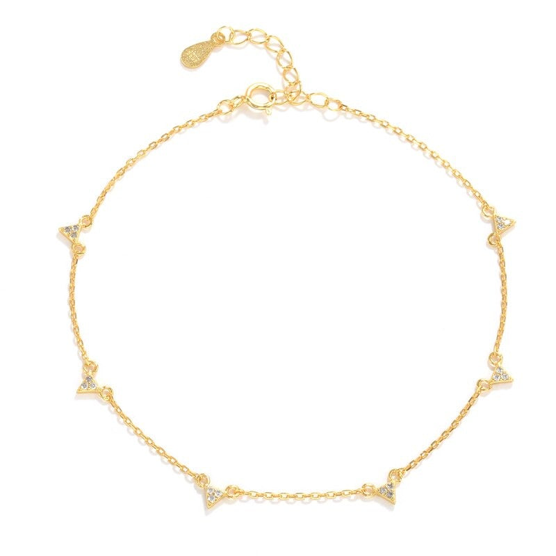 Gold-Plated Stars & Crystal Charm Anklet