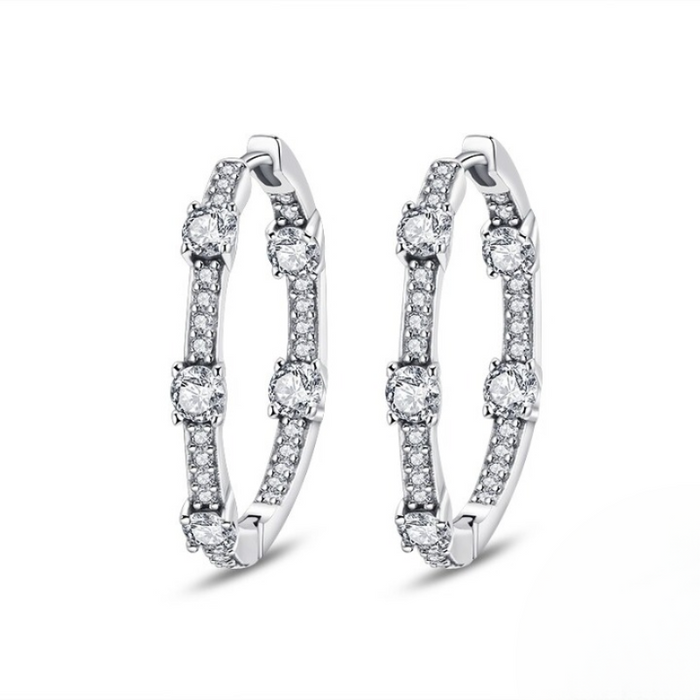 Sterling Silver Sparkling Classic Earrings