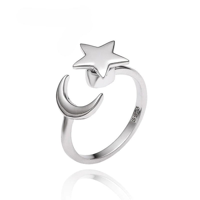 Sterling Silver Rotating Adjustable Zircon Ring For Women