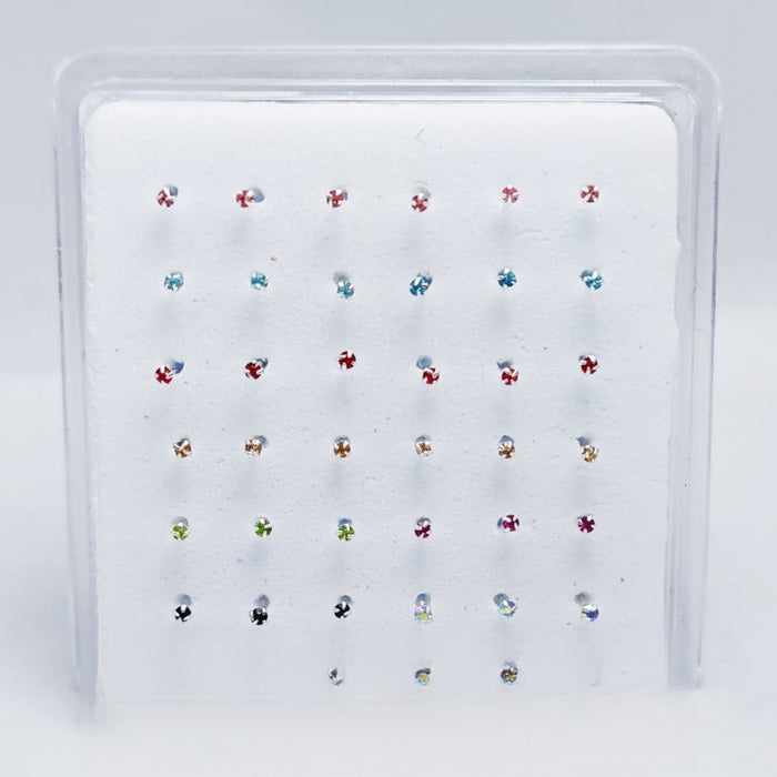Sterling Silver Clear Crystal Nose Stud Pin Piercing