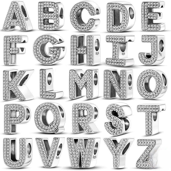 Sterling Silver Letter Alphabet Charm DIY For Jewelry