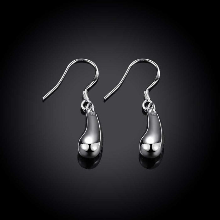 Sterling Silver Solid Teardrop Waterdrop Earrings