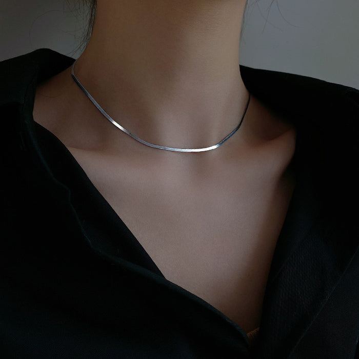 Sterling Silver Clavicle Chain Necklace For Women