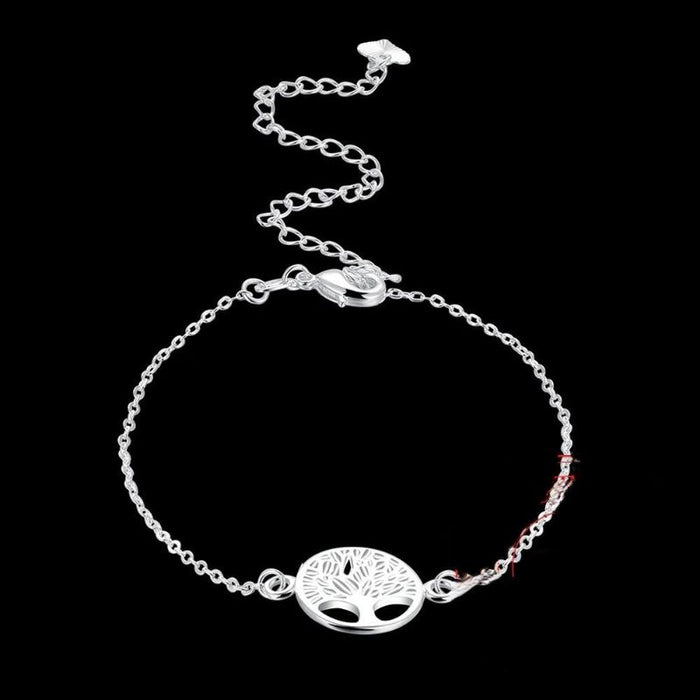 Sterling Silver Charm Tree Pendant Anklet For Women