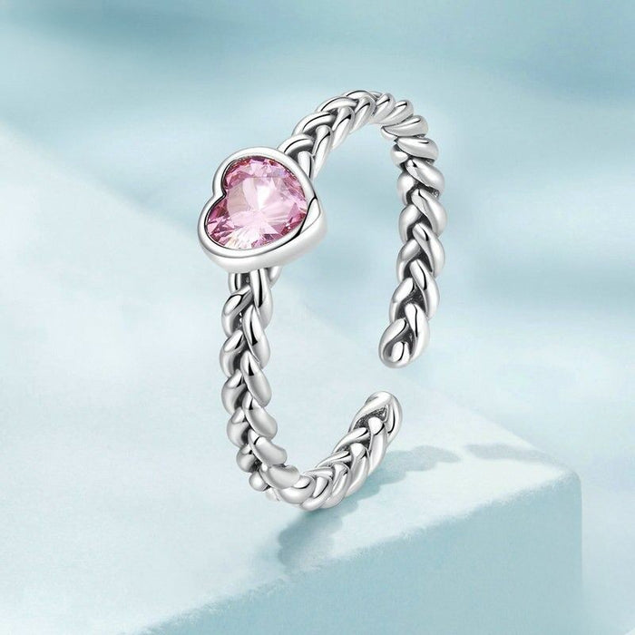 Sterling Silver Braided Texture Twisted Ring For Women
