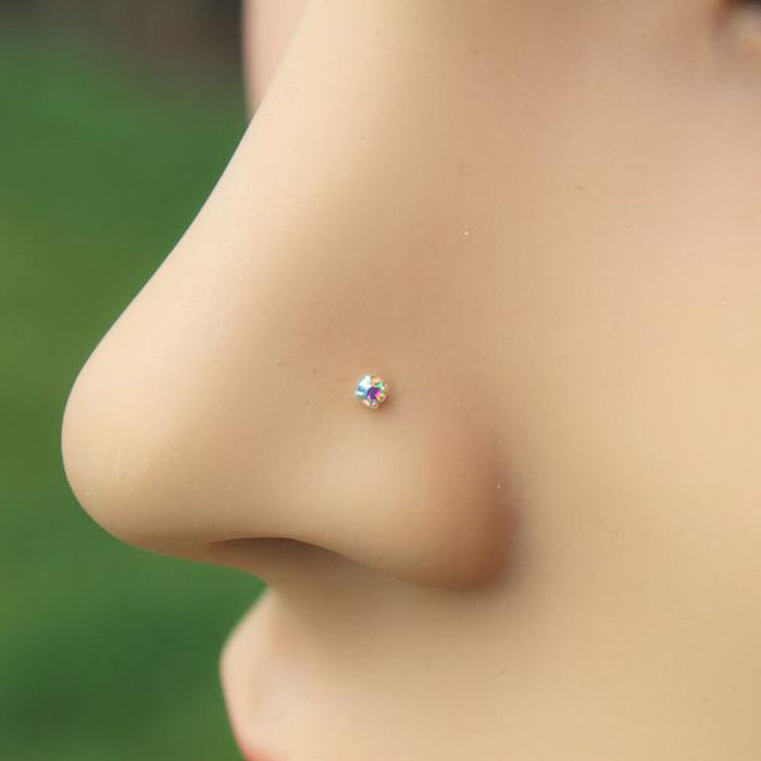 Clear Crystal Straight Silver Piercing Jewelry