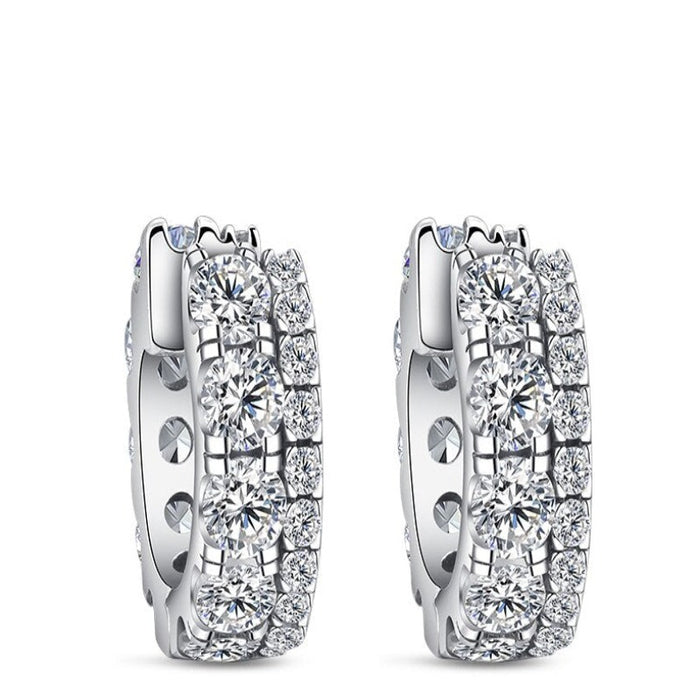 Sterling Silver Sparkling Classic Earrings