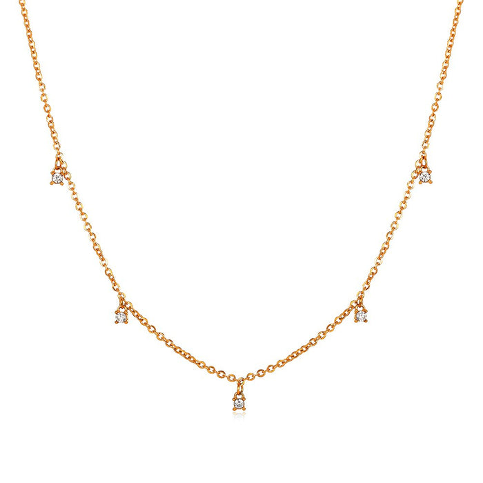 Stainless Steel Zircon Pearl Chain Necklaces