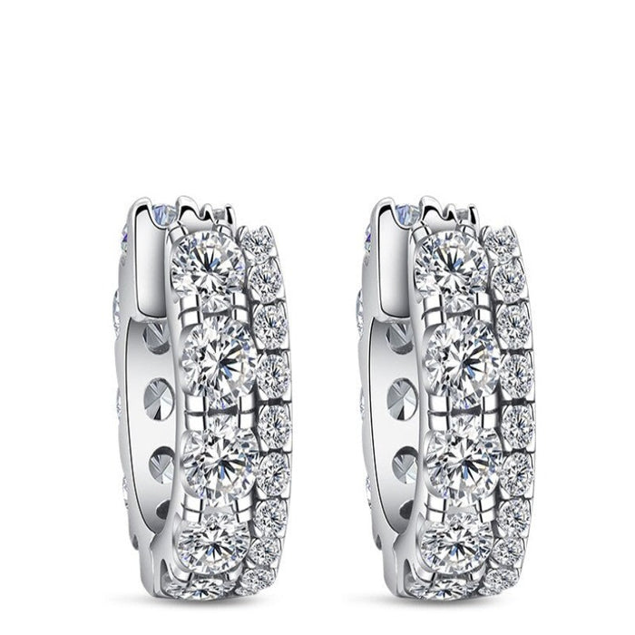Sterling Silver Charm Double Hoop Earrings For Women