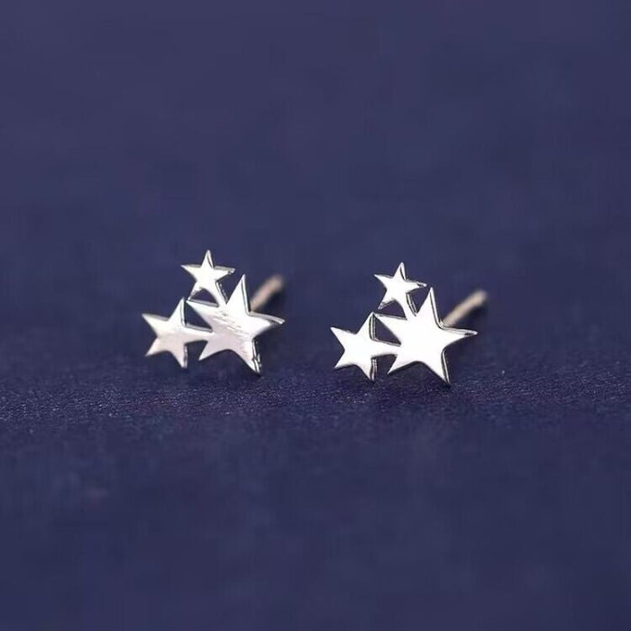 Silver Star Stud Earrings For Women