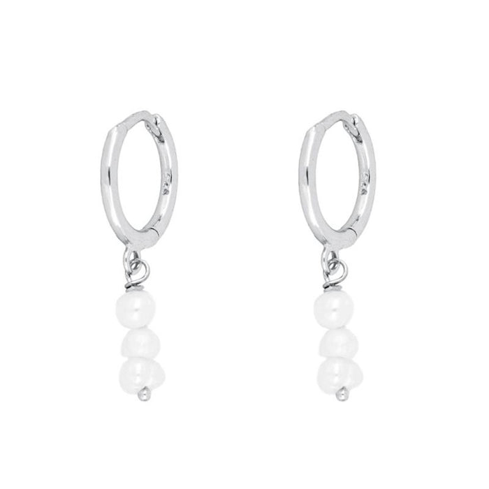 Sterling Silver Elegant Round Pearl Earrings