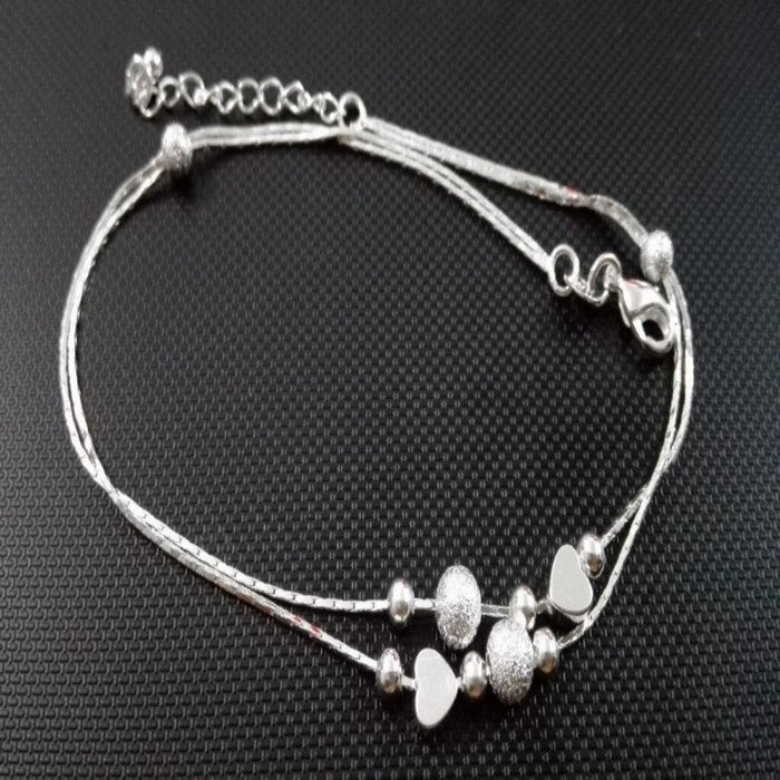 Sterling Silver Crystal Heart Anklet For Women